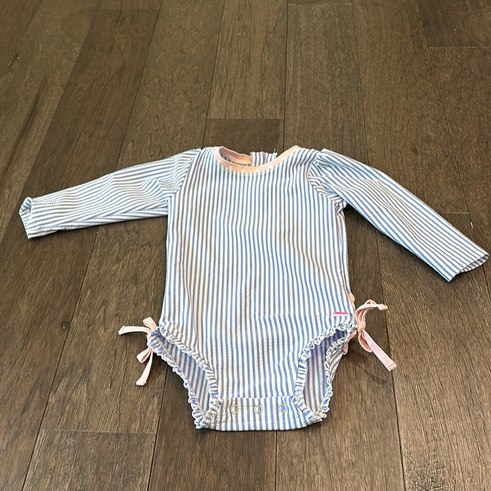 Ruffle Butts Blue & White Stripes Bathing Suit